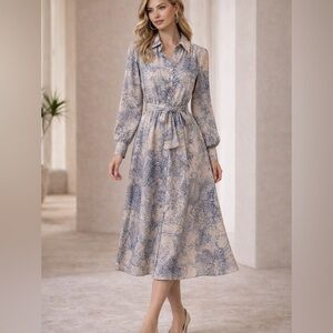 Beautiful Marciano Guess Snake Print Midi Shirt Dress Belted Size 4